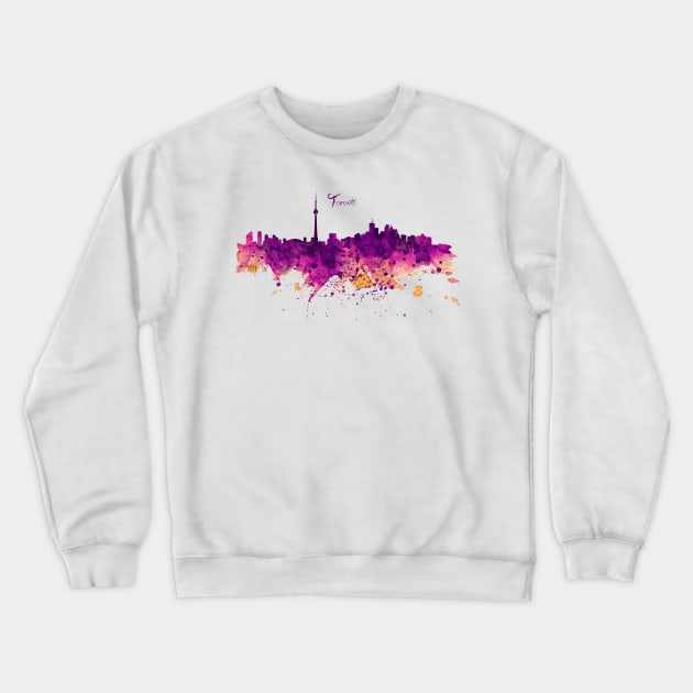 Toronto Watercolor Skyline Crewneck Sweatshirt by Marian Voicu